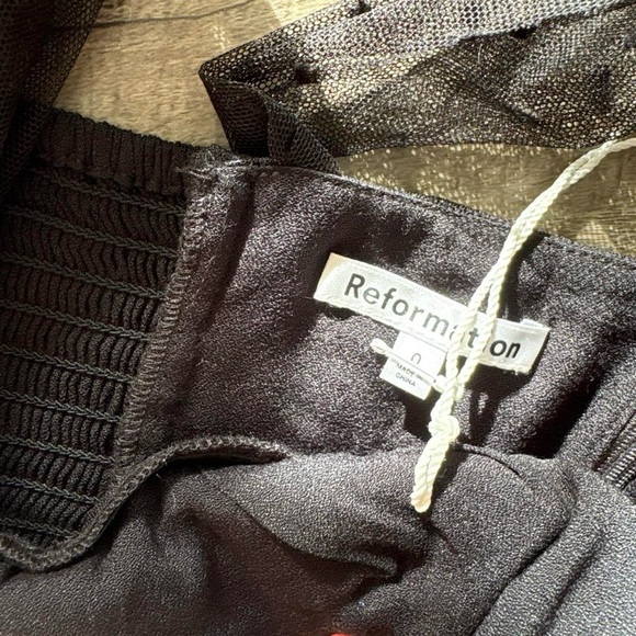 Reformation Black Sheer Ruched Top - Picture 4 of 7